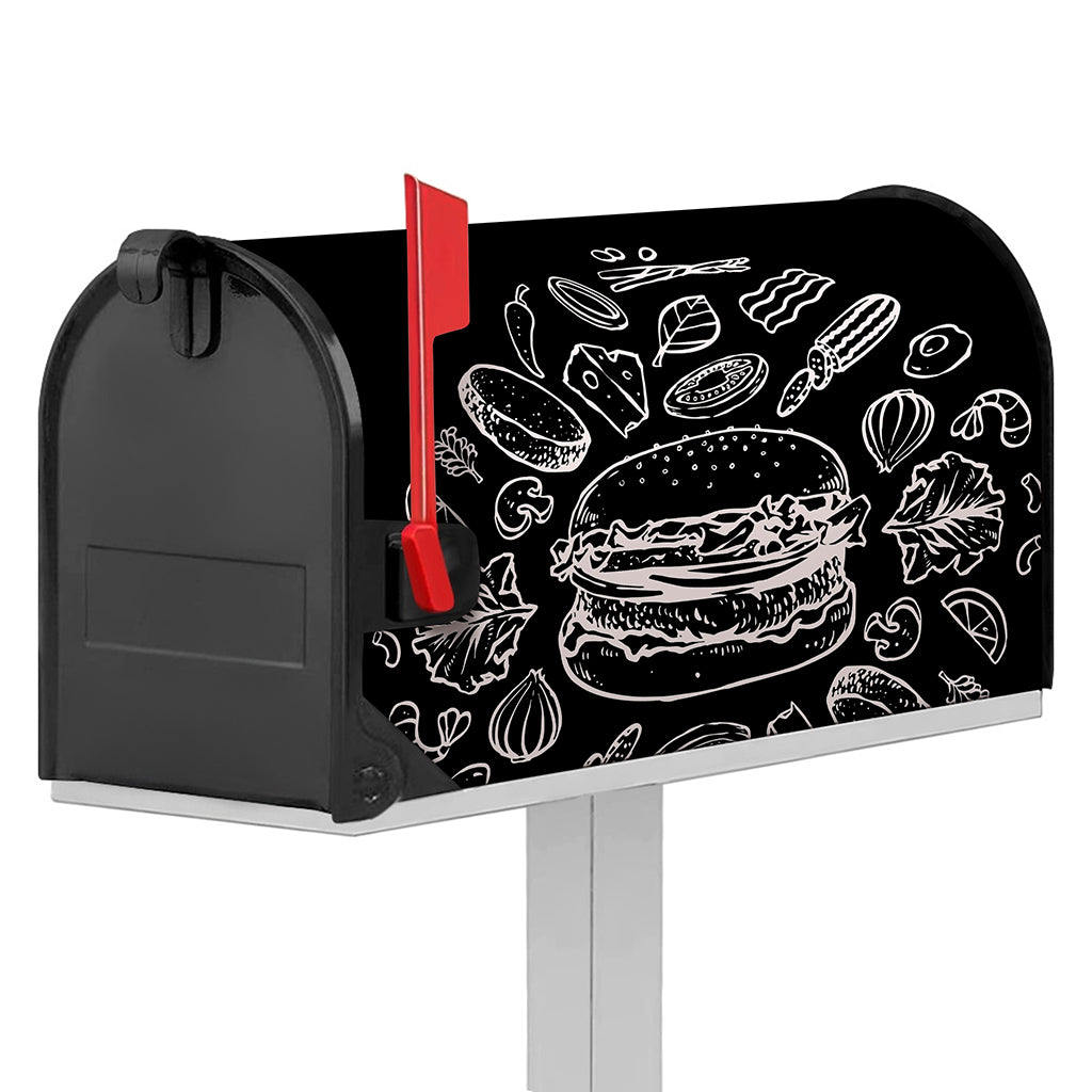 Black And White Hamburger Print Mailbox Cover