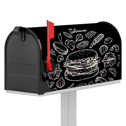 Black And White Hamburger Print Mailbox Cover