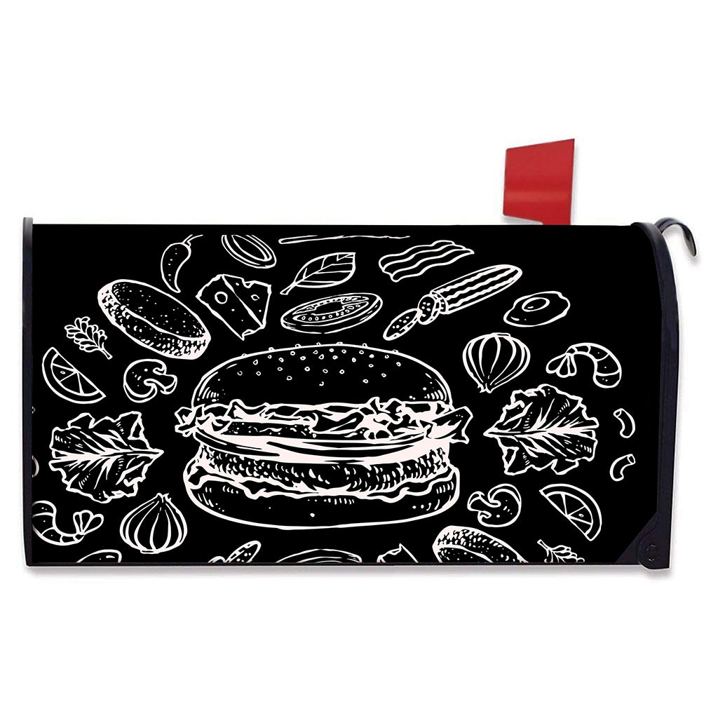 Black And White Hamburger Print Mailbox Cover