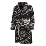 Black And White Hamburger Print Men's Bathrobe