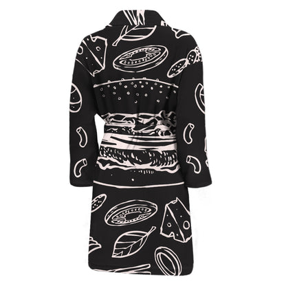 Black And White Hamburger Print Men's Bathrobe