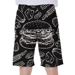 Black And White Hamburger Print Men's Beach Shorts