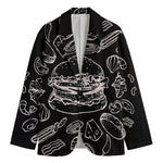 Black And White Hamburger Print Men's Blazer