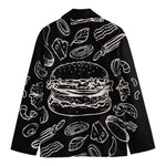 Black And White Hamburger Print Men's Blazer