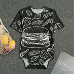 Black And White Hamburger Print Men's Bodysuit