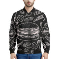 Black And White Hamburger Print Men's Bomber Jacket