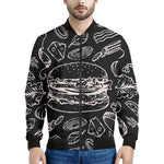 Black And White Hamburger Print Men's Bomber Jacket