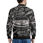 Black And White Hamburger Print Men's Bomber Jacket