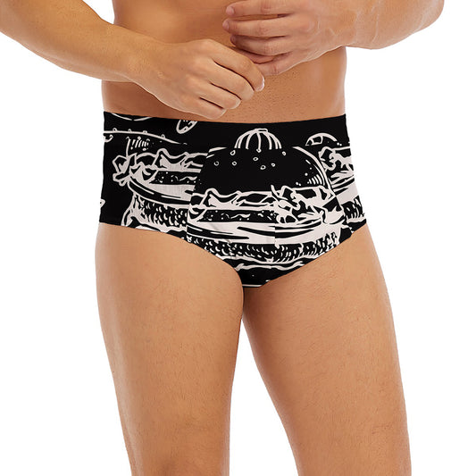 Black And White Hamburger Print Men's Briefs
