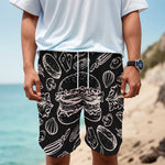 Black And White Hamburger Print Men's Cargo Shorts