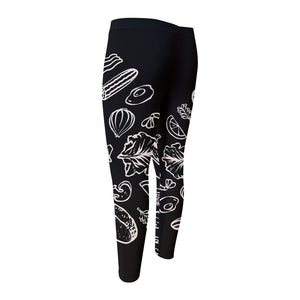 Black And White Hamburger Print Men's Compression Pants