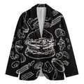Black And White Hamburger Print Men's Cotton Blazer