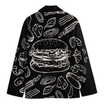 Black And White Hamburger Print Men's Cotton Blazer