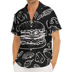 Black And White Hamburger Print Men's Deep V-Neck Shirt