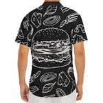 Black And White Hamburger Print Men's Deep V-Neck Shirt
