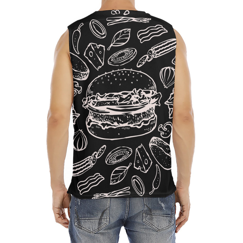 Black And White Hamburger Print Men's Fitness Tank Top