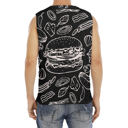 Black And White Hamburger Print Men's Fitness Tank Top