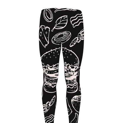 Black And White Hamburger Print Men's leggings