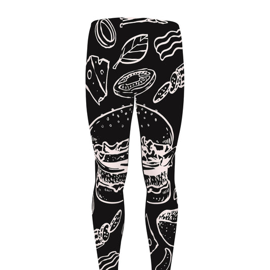 Black And White Hamburger Print Men's leggings