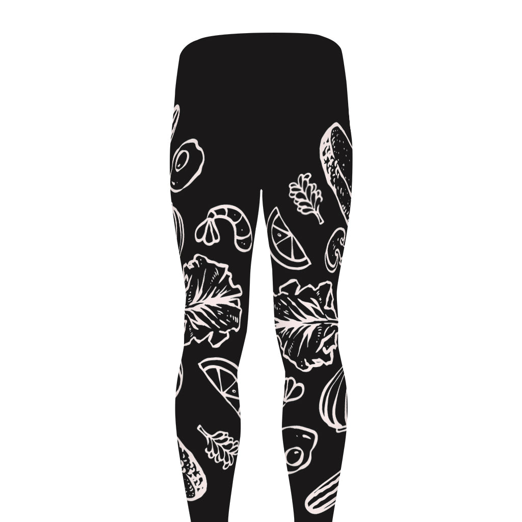Black And White Hamburger Print Men's leggings