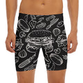 Black And White Hamburger Print Men's Long Boxer Briefs