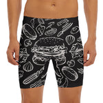 Black And White Hamburger Print Men's Long Boxer Briefs