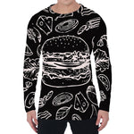 Black And White Hamburger Print Men's Long Sleeve T-Shirt