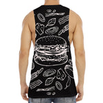 Black And White Hamburger Print Men's Muscle Tank Top
