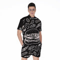 Black And White Hamburger Print Men's Romper