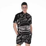 Black And White Hamburger Print Men's Rompers