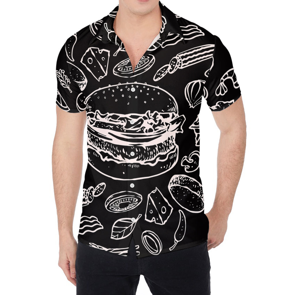 Black And White Hamburger Print Men's Shirt