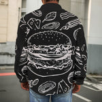 Black And White Hamburger Print Men's Shirt Jacket