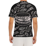 Black And White Hamburger Print Men's Short Sleeve Rash Guard