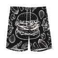 Black And White Hamburger Print Men's Athletic Shorts