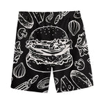 Black And White Hamburger Print Men's Sports Shorts