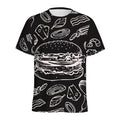 Black And White Hamburger Print Men's Athletic T-Shirt