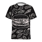 Black And White Hamburger Print Men's Sports T-Shirt
