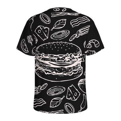 Black And White Hamburger Print Men's Sports T-Shirt