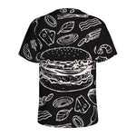 Black And White Hamburger Print Men's Sports T-Shirt