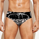 Black And White Hamburger Print Men's Swim Briefs