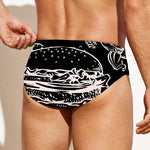 Black And White Hamburger Print Men's Swim Briefs