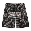 Black And White Hamburger Print Men's Swim Trunks