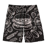 Black And White Hamburger Print Men's Swim Trunks