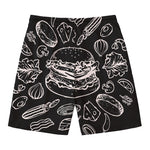 Black And White Hamburger Print Men's Swim Trunks