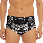 Black And White Hamburger Print Men's Triangle Swim Briefs