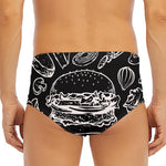 Black And White Hamburger Print Men's Triangle Swim Briefs