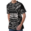 Black And White Hamburger Print Men's Velvet T-Shirt