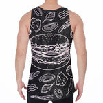 Black And White Hamburger Print Men's Velvet Tank Top
