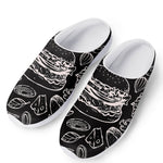 Black And White Hamburger Print Mesh Casual Shoes