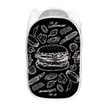 Black And White Hamburger Print Mesh Laundry Hamper